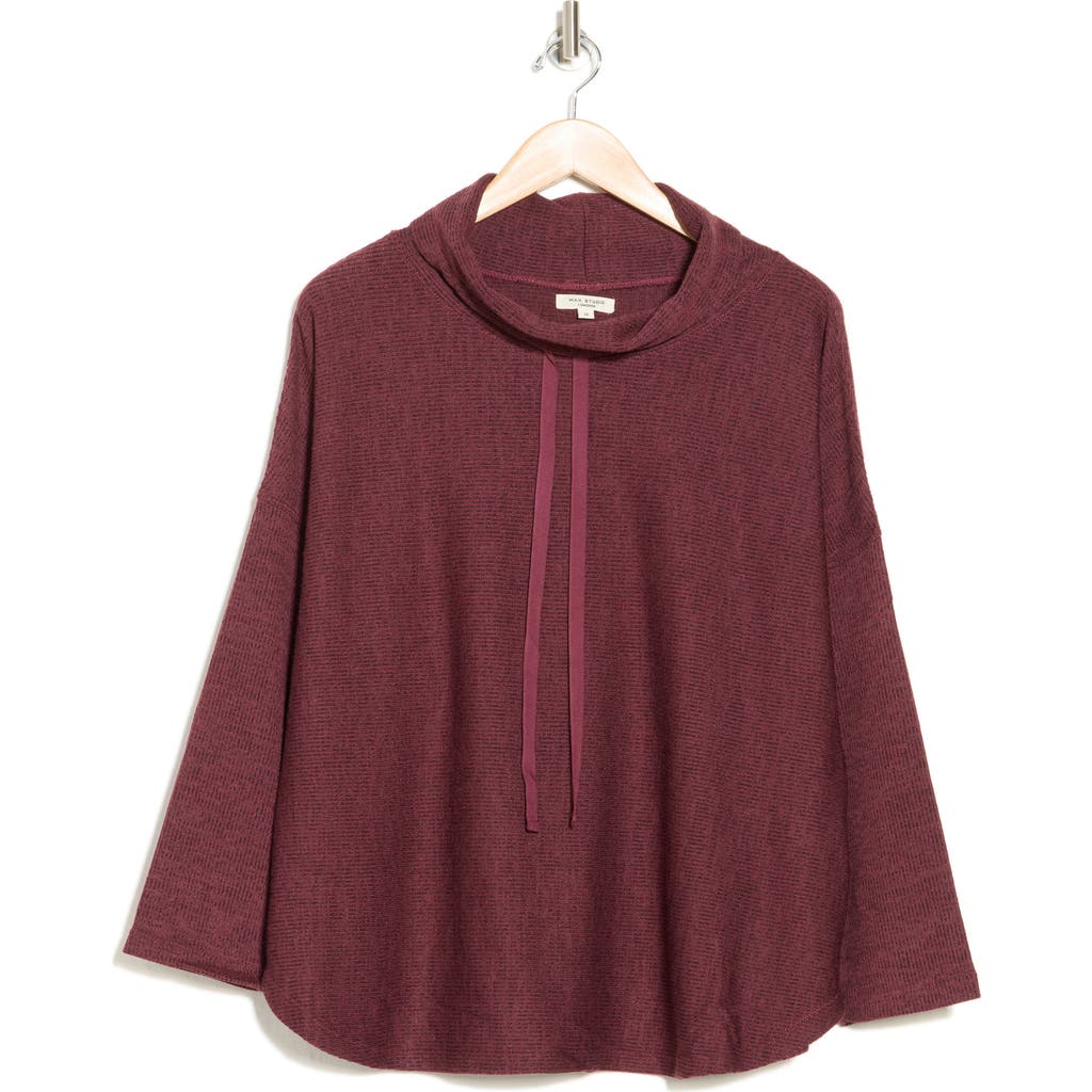 Max Studio Funnel Neck Pullover In Bordeaux