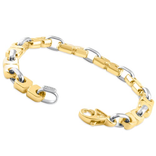 Shop Bliss Diamond Solid 14k White & Yellow Gold 40 Grams 2tone 7.3mm Heavy Masculine Bracelet 8" In 14k Yellow Gold