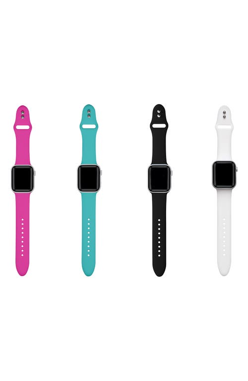 Shop The Posh Tech Posh Tech Silicone Apple Watch Band In Pink/teal/black