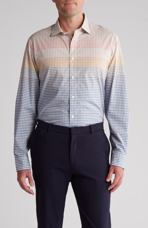 Classic Fit Gingham Comfort Stretch Cotton Button-Up Shirt