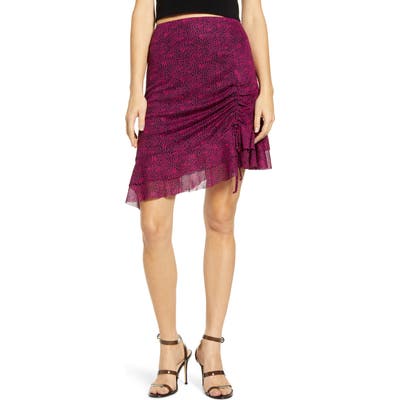 4Si3Nna Terry Ruched Ruffle Hem Skirt, Pink