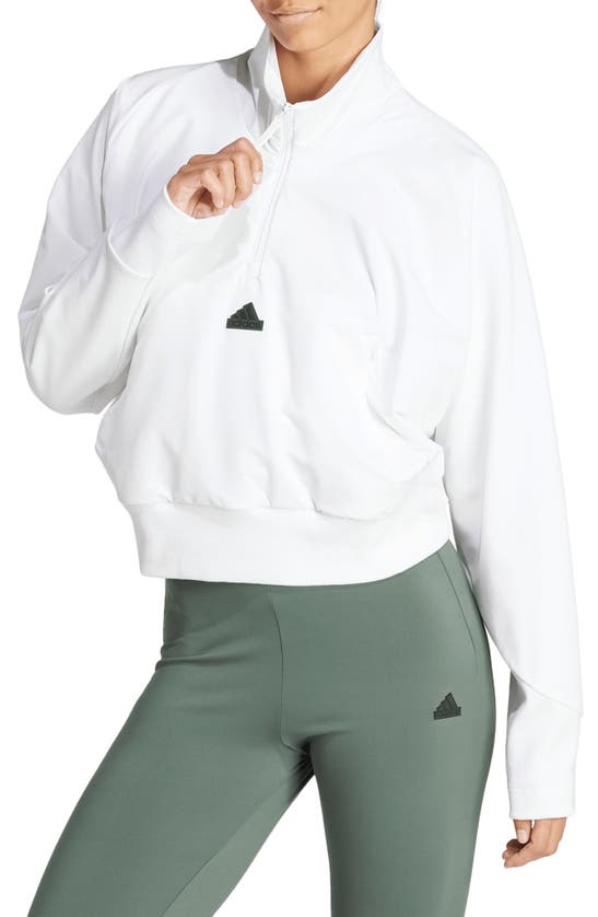 Shop Adidas Originals Adidas Sportswear Z.n.e. Quarter Zip Jacket In White