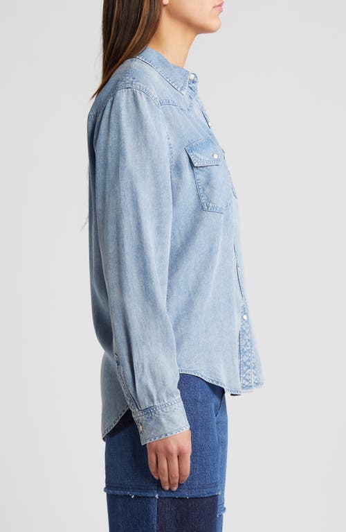 Shop Rails Remi Chambray Snap Front Western Shirt In Medium Cloud Wash