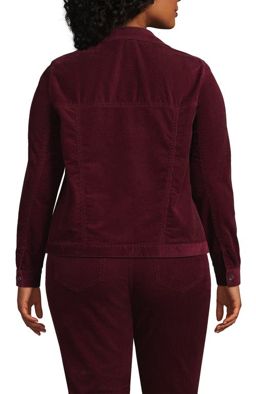 Shop Lands' End Plus Size Corduroy Cropped Button Front Jacket In Rich Burgundy