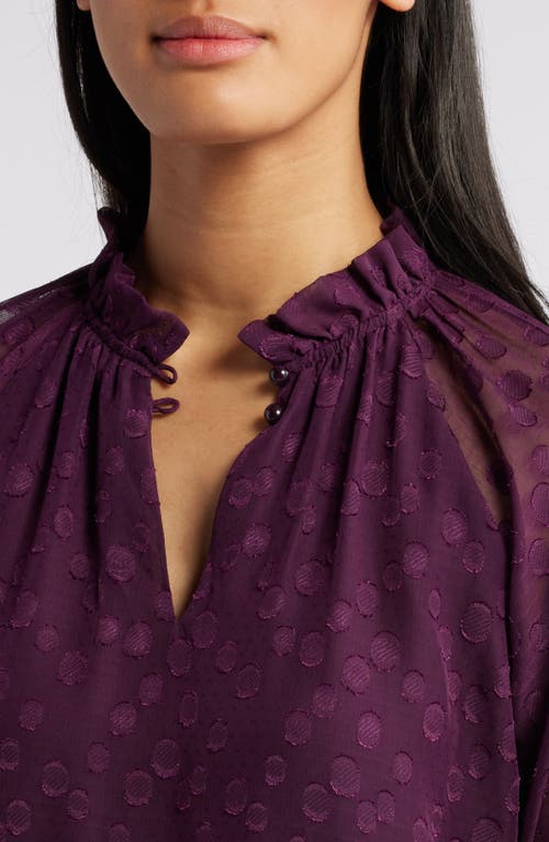 Shop Anne Klein Ruffle Trim Shirt In Deep Plum