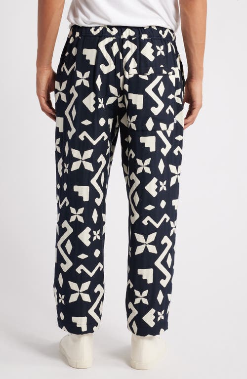 Shop Wax London Kurt Block Geo Jacquard Pants In Navy/ecru