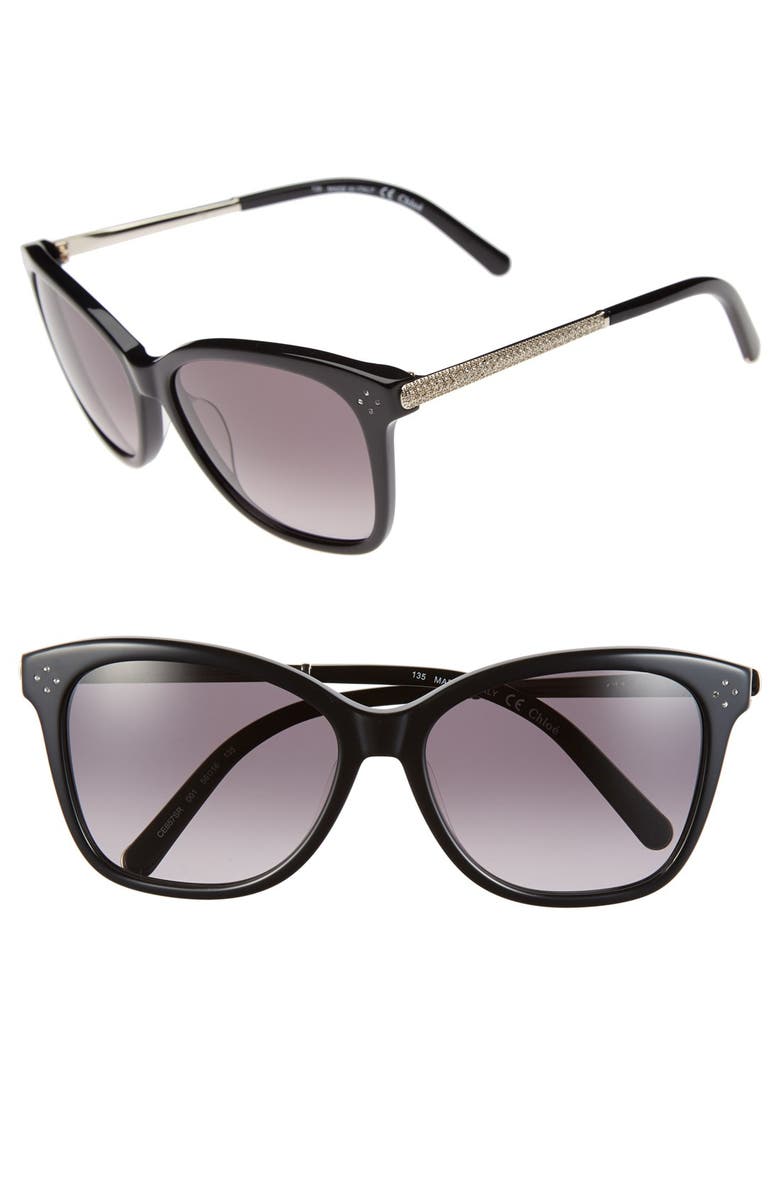 Chloé 'Boxwood' 55mm Crystal Retro Sunglasses | Nordstrom