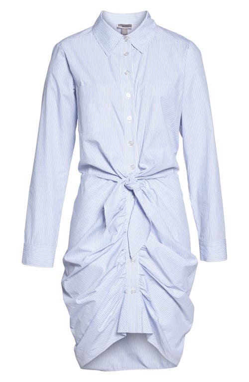 Chelsea28 Ruched Tie Waist Shirtdress In Blue/white Stripe