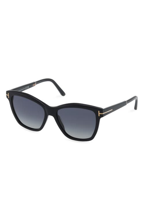 Shop Tom Ford Lucia 54mm Polarized Square Sunglasses In Shiny Black/polarized Smoke