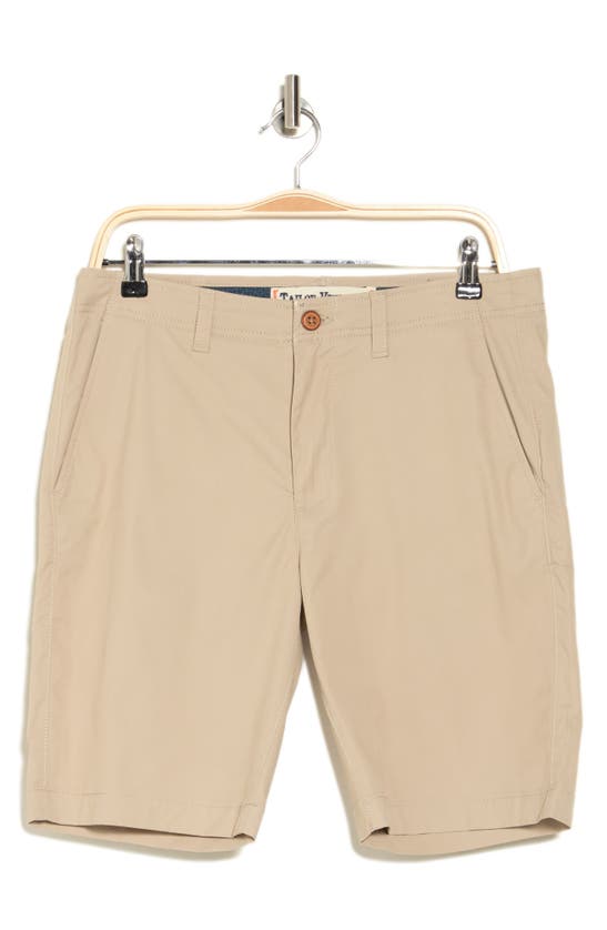 Tailor Vintage Performance Stretch Cotton Shorts In Summer Khaki