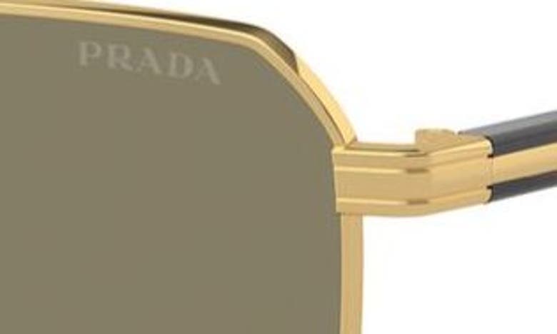 Shop Prada 61mm Rectangular Sunglasses In Gold/ Lite Brown