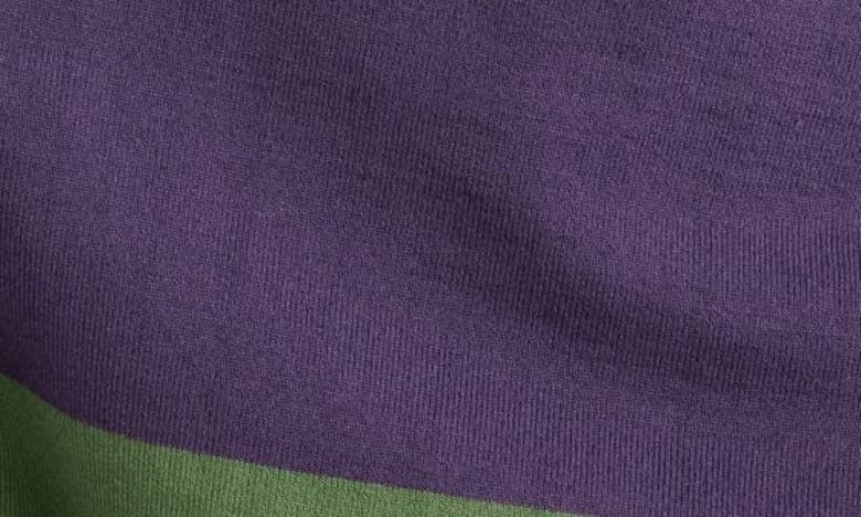 Shop Dries Van Noten Rugby Stripe Asymmetric Short Sleeve Sweatshirt Dress In Dark Purple