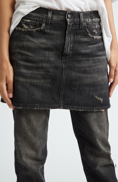 R13 Romeo Double Classic Skirted Straight Leg Jeans In Abbey Black