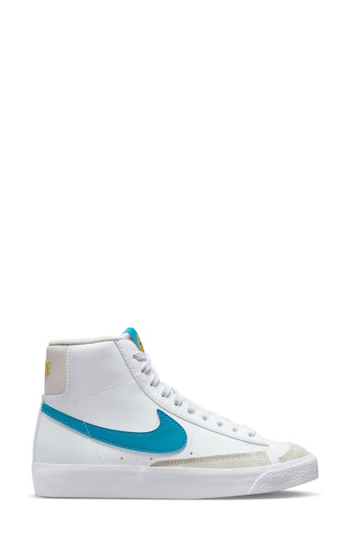 Nike Kids' Blazer Mid '77 Vintage Sneaker in White/Blue/Yellow/Bone
