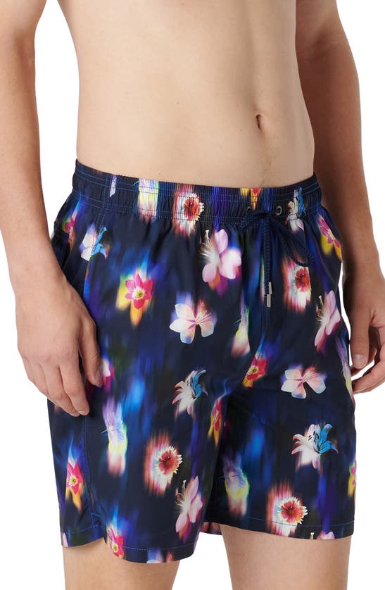 Shop Bugatchi Cosmo Swim Trunks In Night Blue