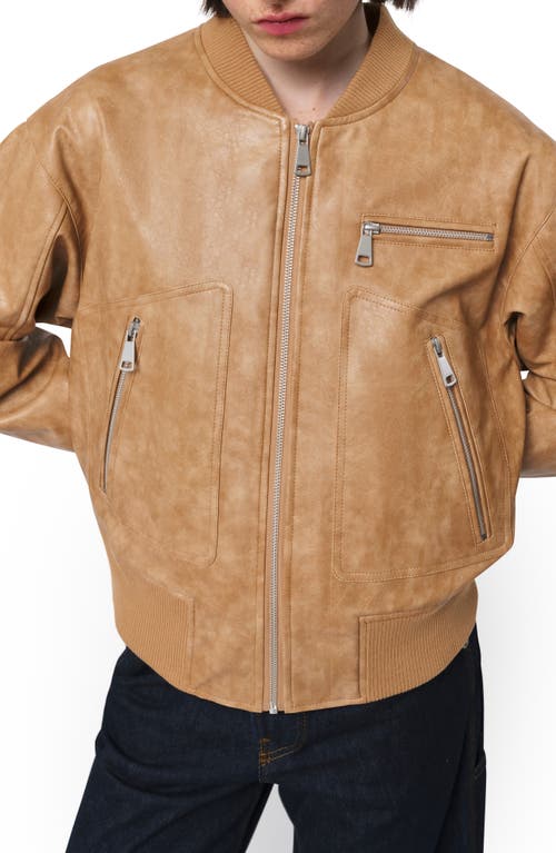 Shop Apparis Chaya Faux Leather Bomber Jacket In Dune