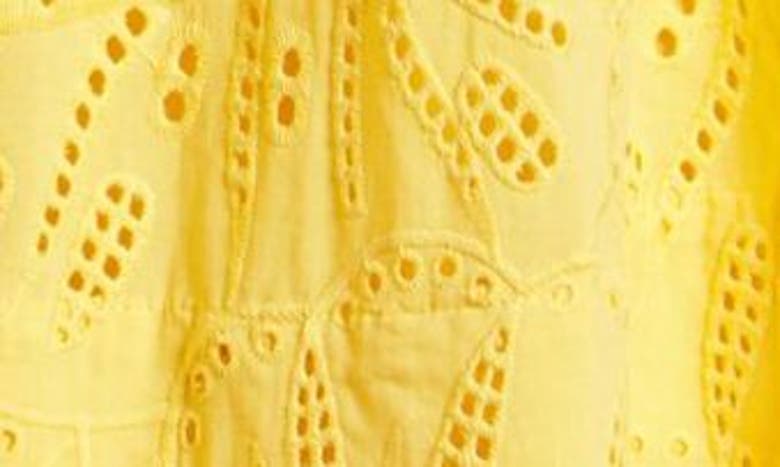 Shop Farm Rio Monstera Eyelet Embroidered Cotton Skirt In Yellow