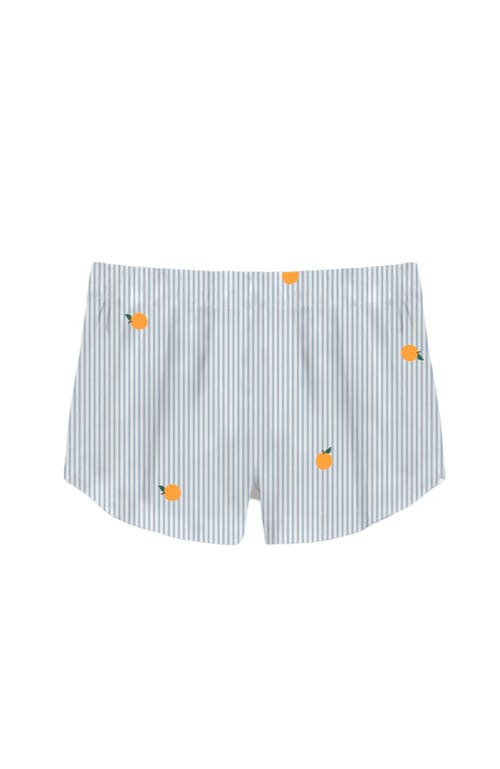 Shop Noon Cotton Pajama Shorts In Blue Stripe/citrus