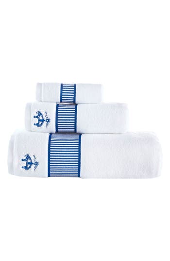 Brooks Brothers Fancy Border Turkish Cotton 3-piece Towel Set In Blue