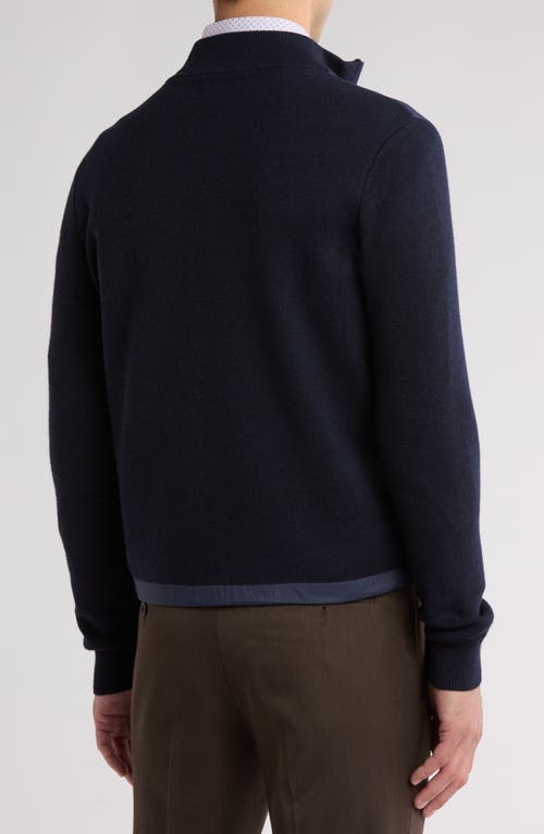 Bruno Magli Wool & Nylon Zip Jacket In Navy
