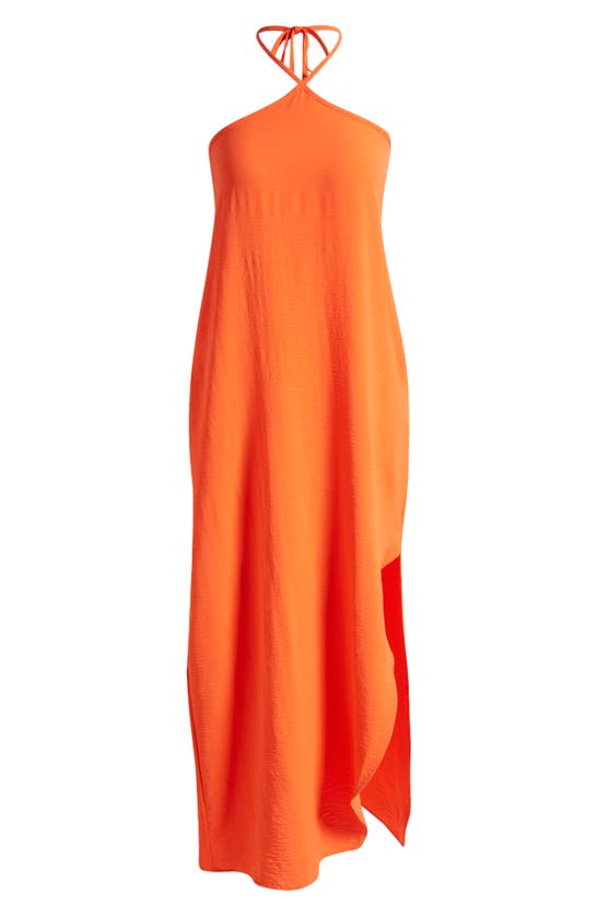 Shop Vince Camuto <br />asymmetric Halter Maxi Dress In Crshd Orange