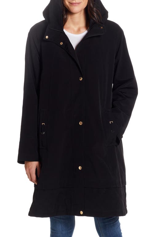 Water Resistant Hooded Rain Coat in Black