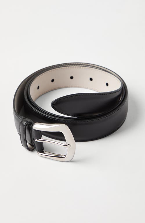 Shop Brunello Cucinelli Calfskin Belt In Black