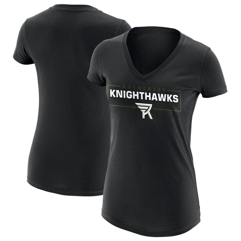 Shop Adpro Sports Black Rochester Knighthawks Primary Logo V-neck T-shirt
