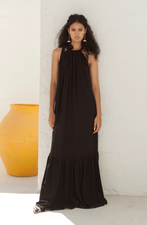 Shop Diarrablu Soli Gnoor Satin Maxi Dress In Black