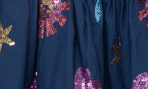 Peek Aren't You Curious Kids' Sequin Appliqué Smocked Waist Skirt In Navy
