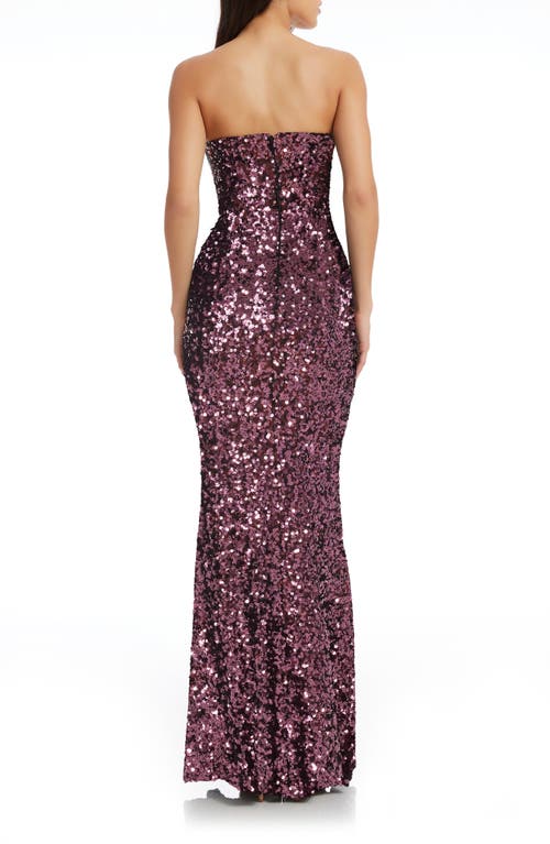 Shop Dress The Population Fernanda Sequin Strapless Gown In Deep Purple