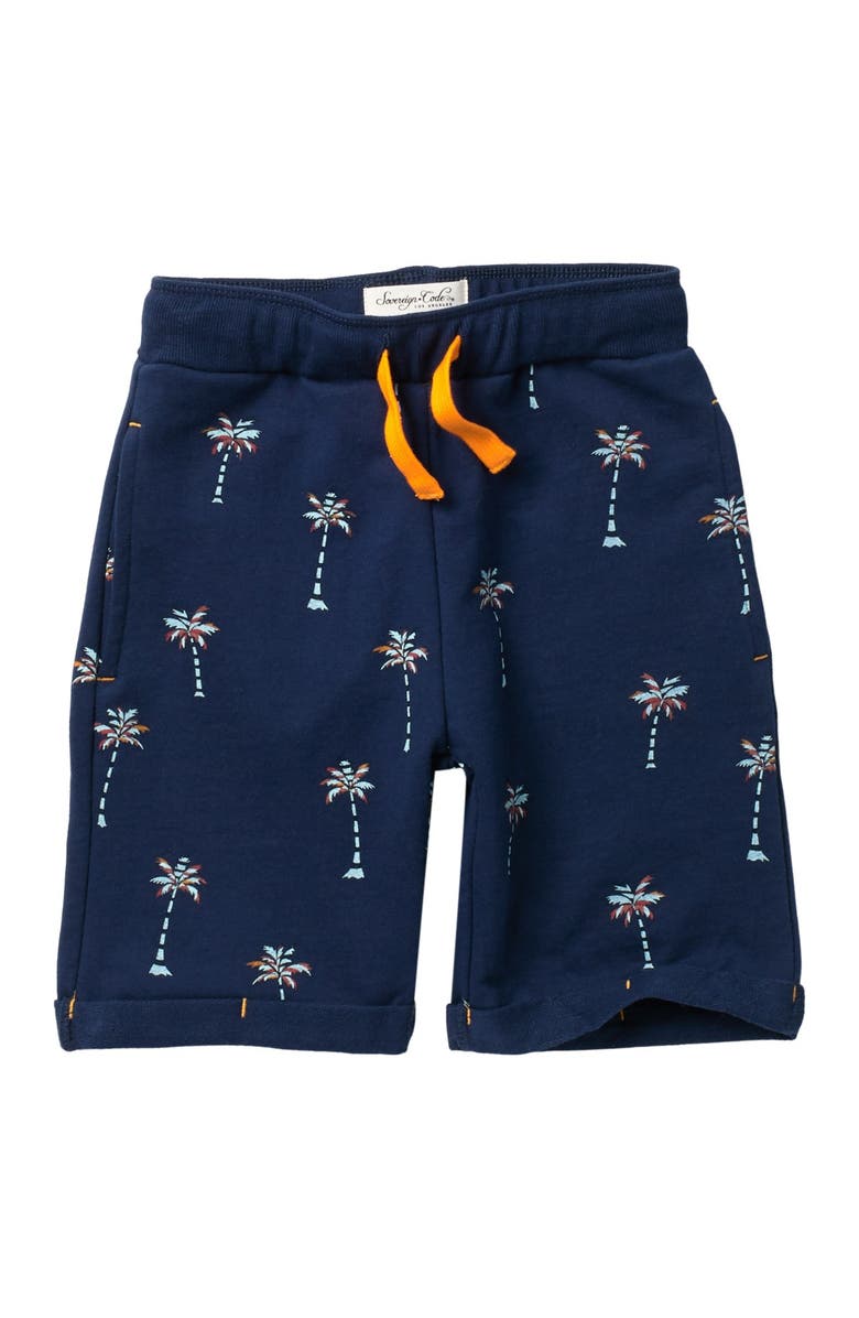 SOVEREIGN CODE Adriel Sweat Shorts, Main, color, PALM TREE/NAVY