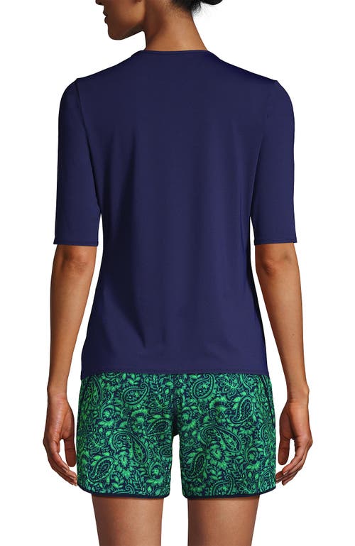 Shop Lands' End Long Crew Neck Rash Guard Upf 50 Sun Protection Swim Tee In Deep Sea Navy