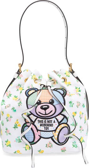 Bear Embroidered Bucket Bag