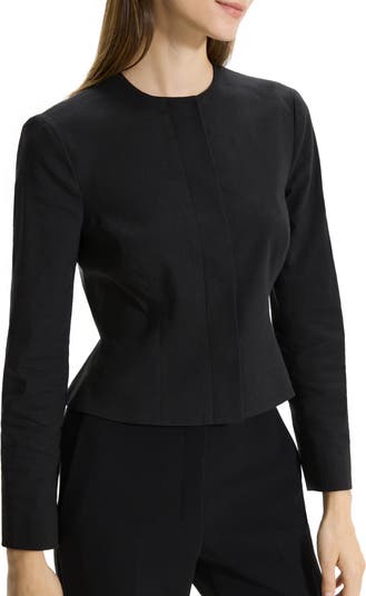 Theory Good Cru Linen Blend Crop Peplum Jacket | Nordstrom