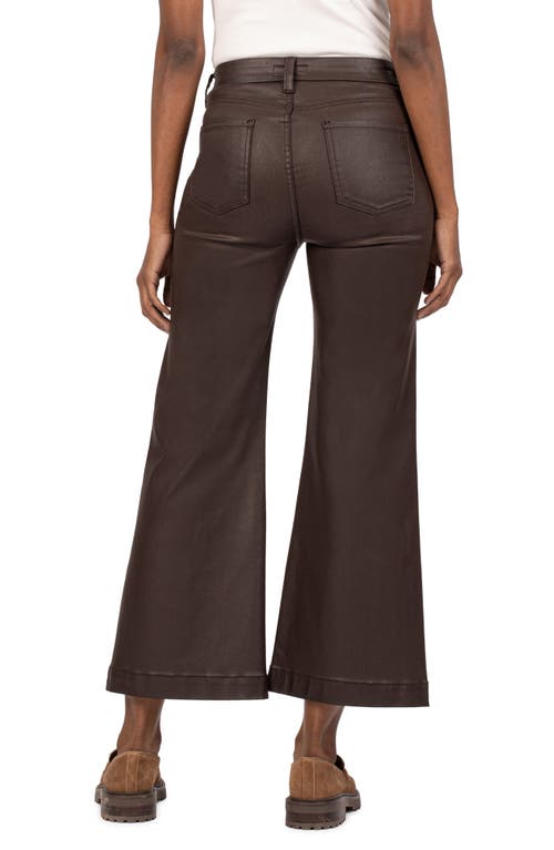 Shop Kut From The Kloth Meg Fab Ab Coated High Waist Ankle Wide Leg Jeans In Chocolate