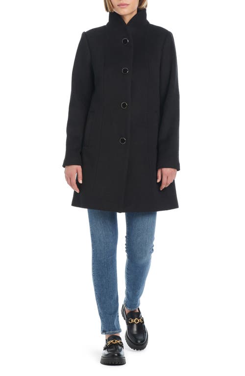 Shop Kate Spade New York High Neck Wool Blend Coat In Black