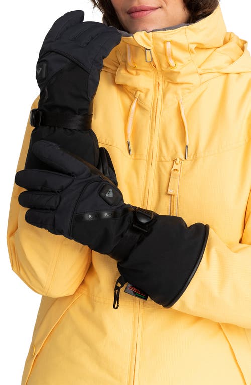 Roxy Sierra WARMLINK Leather Gloves in True Black at Nordstrom, Size Small
