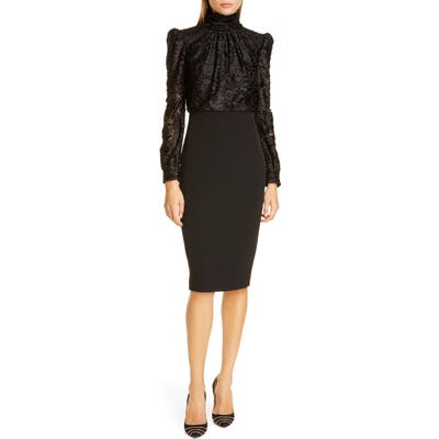 Badgley Mischka Long Sleeve Pencil Dress, Black
