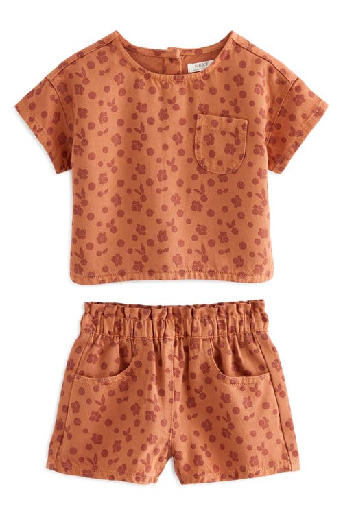 Next Kids' Print Short Sleeve Top & Shorts Set In Brown