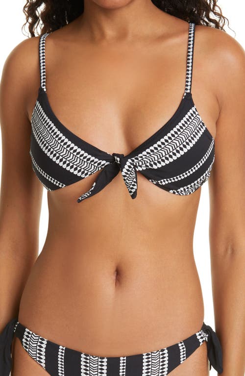 lemlem Luchia Tie Front Bikini Top in Black at Nordstrom, Size X-Small