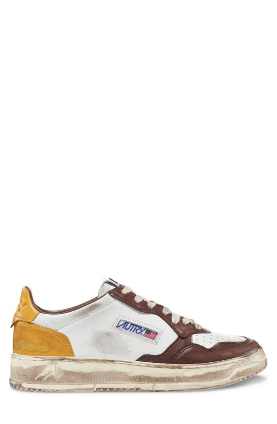 Shop Autry Medalist Super Low Sneaker In White/ Brown/ Honey