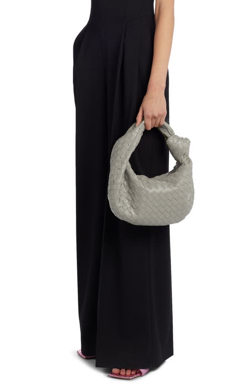 Bottega Veneta Teen Jodie Intrecciato Leather Hobo In Agate Grey/ Gold