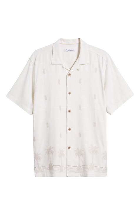 Pina Palms Embroidered Silk Camp Shirt