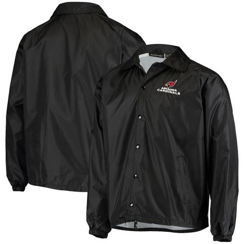 DUNBROOKE Men's Black Arizona Cardinals Coaches Classic Raglan Full-Snap Windbreaker Jacket