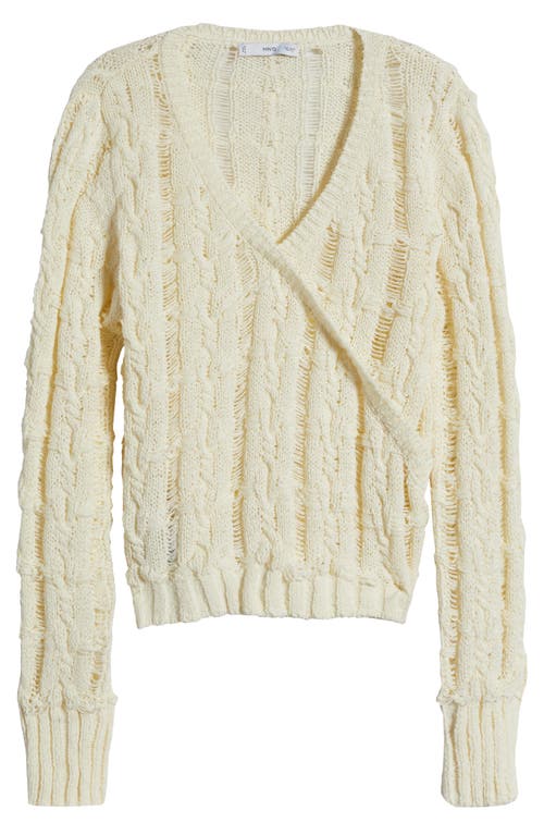 Mango Naval Openwork Cable Knit Sweater In Ecru