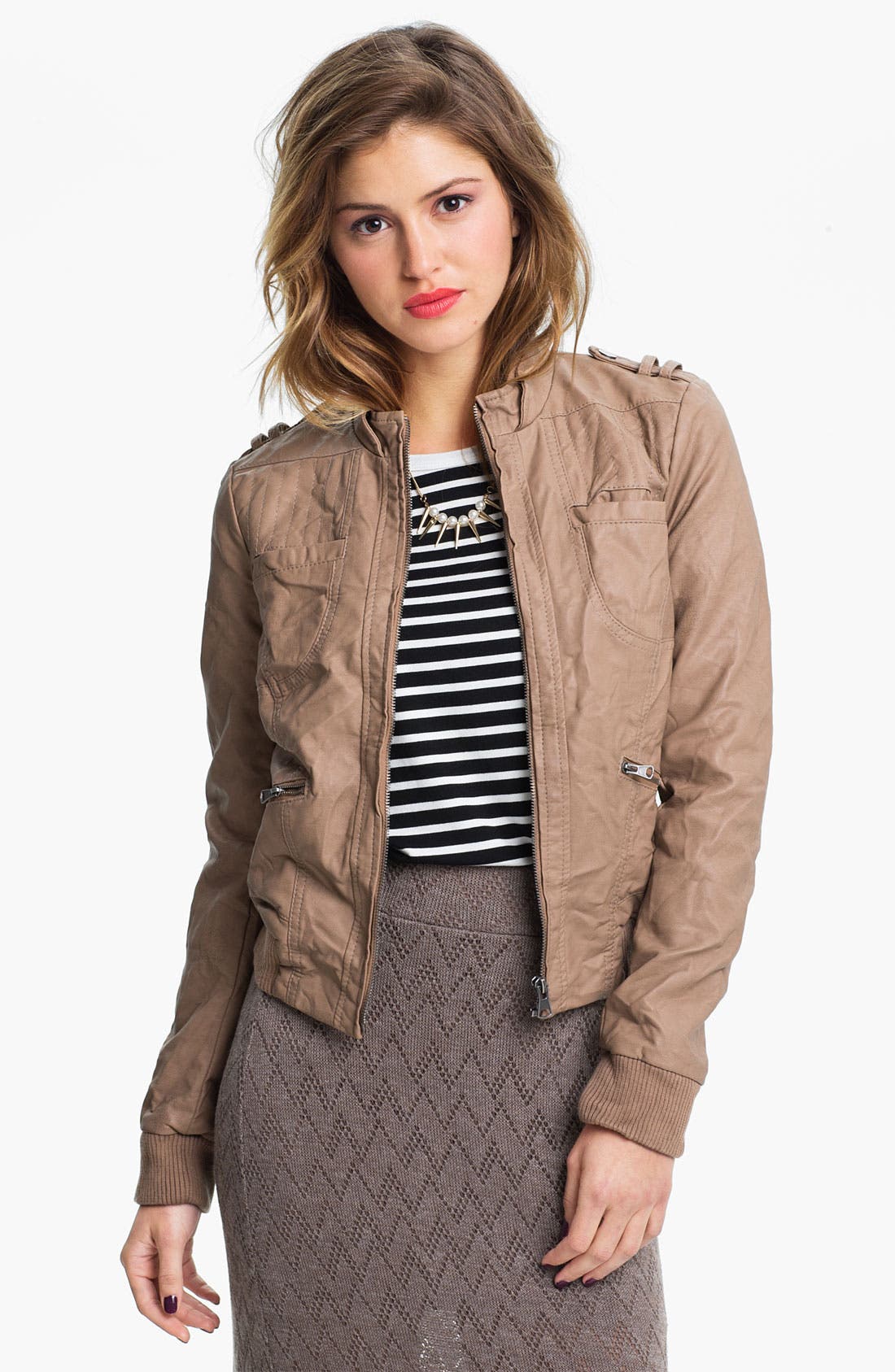 Collection B Faux Leather Moto Jacket (Juniors) | Nordstrom