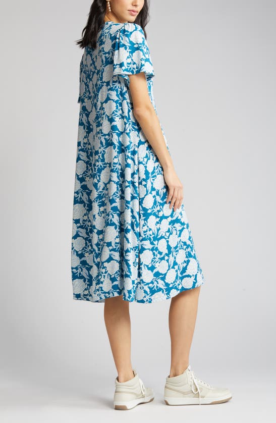 Treasure & Bond Floral Print Dress In Teal Floral Float | ModeSens