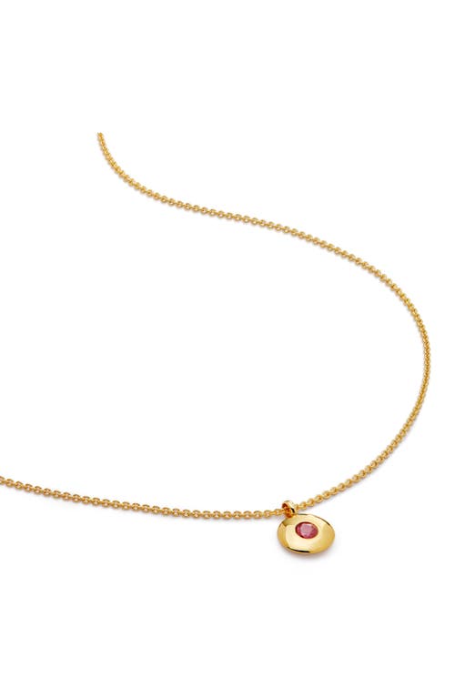 Monica Vinader July Birthstone Ruby Pendant Necklace In 18k Gold Vermeil/july