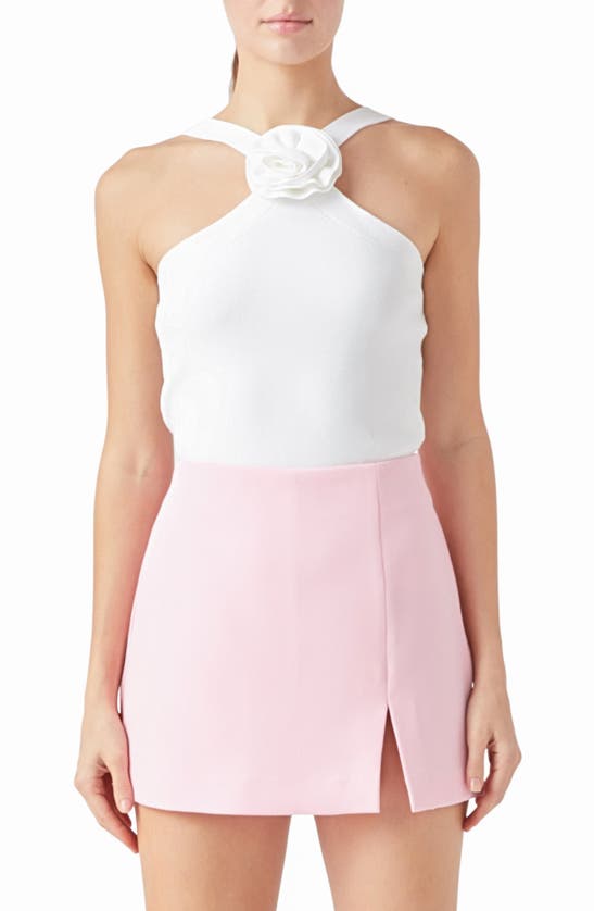 Endless Rose Flower Knit Tank In Off White